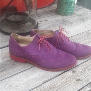 Women's Cole Haan Purple Suede Oxford Shoes with complementing Laces